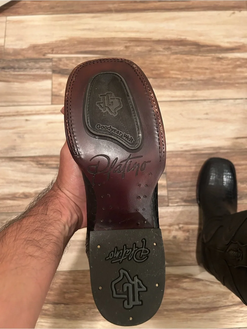 Men's Black Croc-Embossed Leather Cowboy Boots
